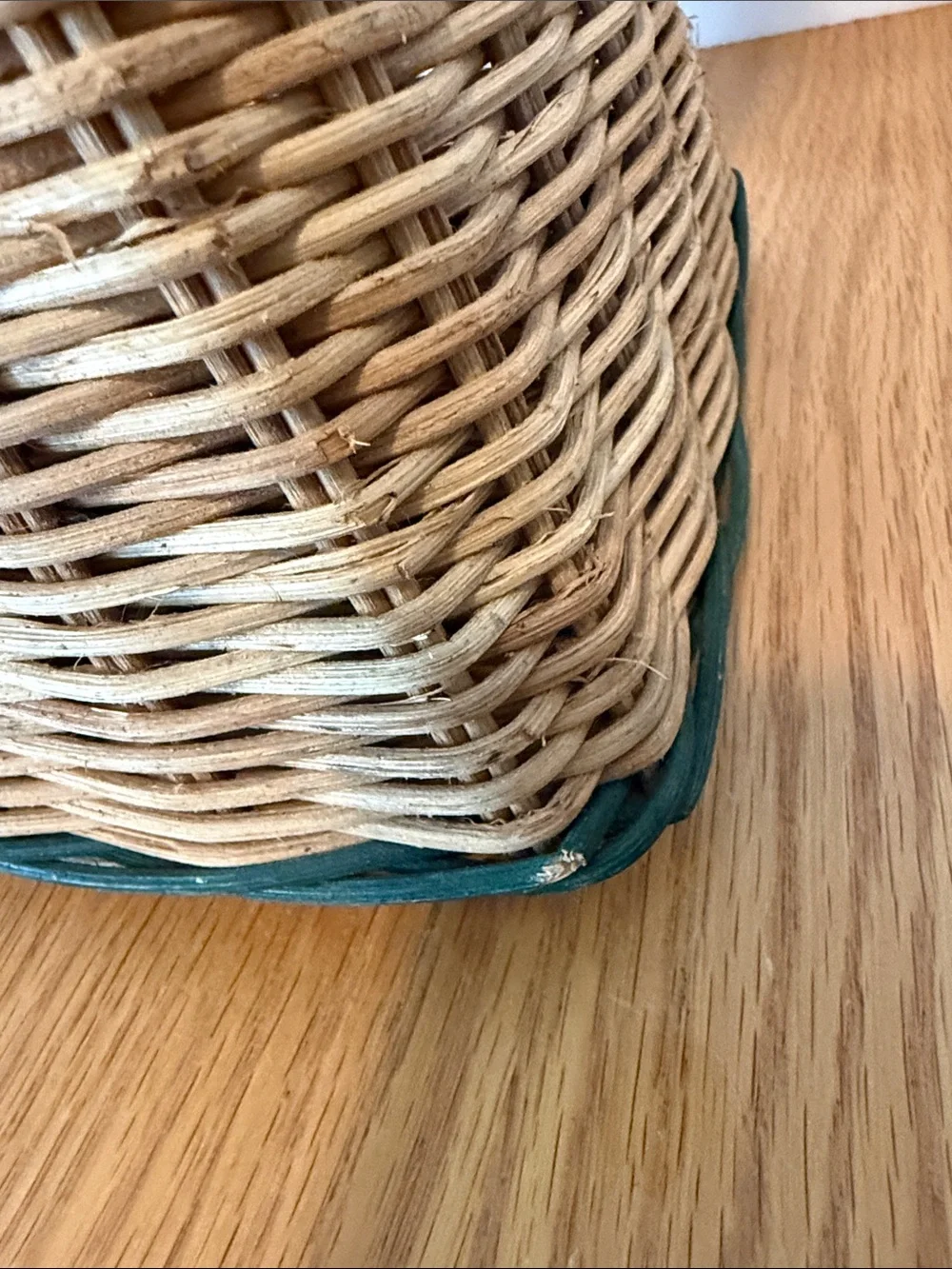 Vintage Wicker Decorative Basket with Cat Accent